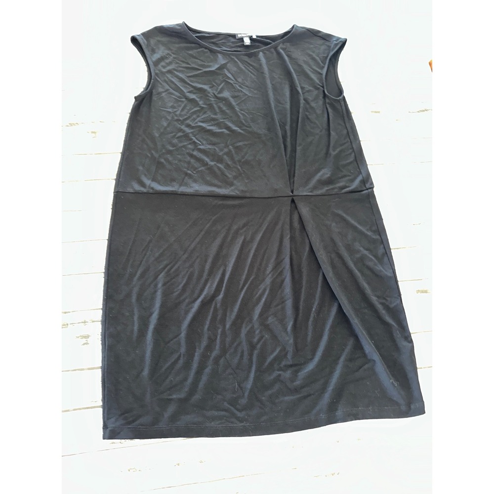 Eileen Fisher black short-sleeve viscose jersey dress Size medium‎